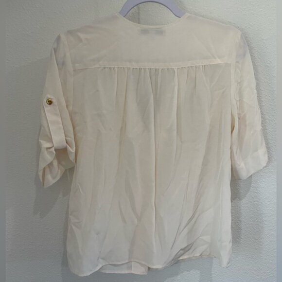 Amanda Uprichard Silk Neutral Feminine Blouse Contemporary Preppy Old Money - Picture 5 of 5